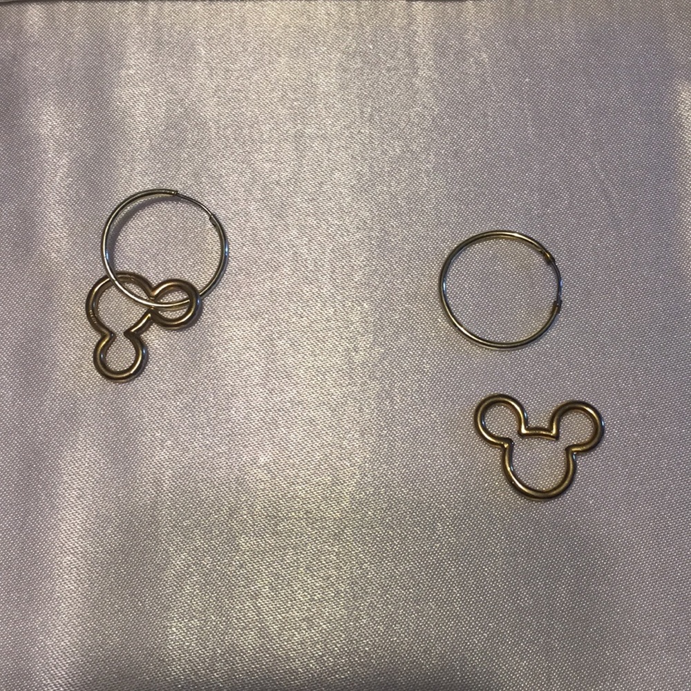 Mickey Mouse gold charmed hoop earrings - Picture 6 of 8